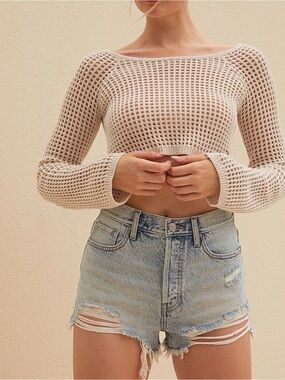 Pacsun Eco Medium Blue Ripped Vintage High Waisted Denim Shorts Sz27